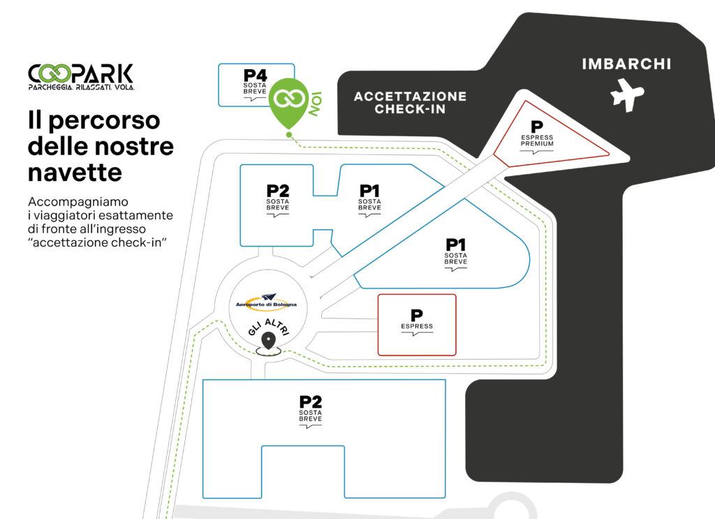 mappa parcheggio aeroporto bologna navetta coopark